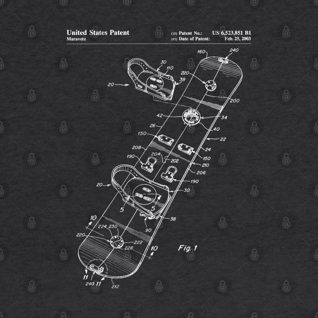 Snowboard Patent - Snowboarding Art - Antique by patentpress